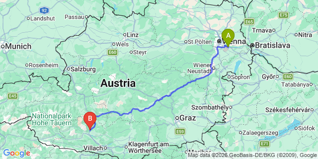Map: Vienna Airport (VIE) to Trebesing