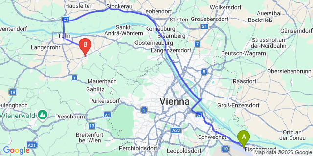 Map: Vienna Airport (VIE) to Tulbing