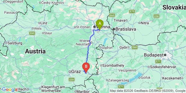 Map: Vienna Airport (VIE) to Übersbach