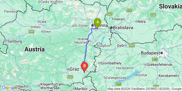Map: Vienna Airport (VIE) to Unterlamm