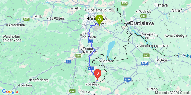 Map: Vienna Airport (VIE) to Unterloisdorf