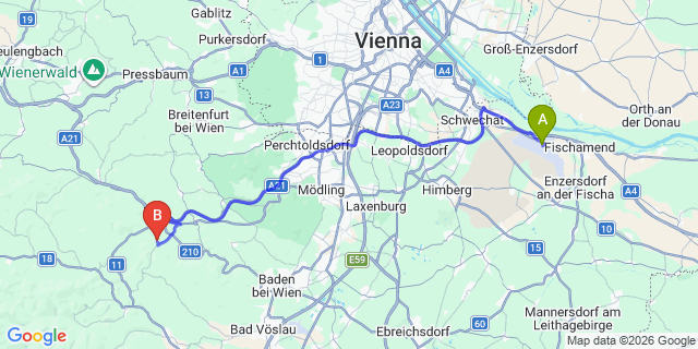 Map: Vienna Airport (VIE) to Untermeierhof