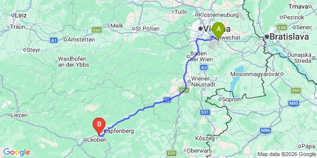 Map: Vienna Airport (VIE) to Urgental