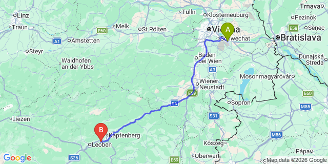 Map: Vienna Airport (VIE) to Utschtal