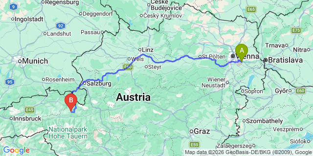 Map: Vienna Airport (VIE) to Viehhofen
