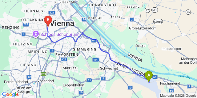Map: Vienna Airport (VIE) to Vienna Boutique - Premium Hostel