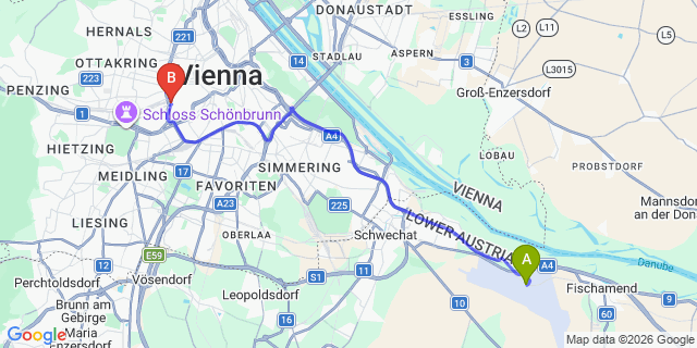 Map: Vienna Airport (VIE) to Vienna Residence | Premium Serviced Apartments Vienna