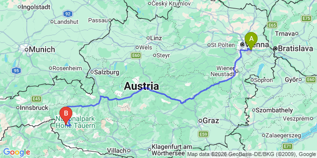 Map: Vienna Airport (VIE) to Virgen