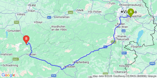 Map: Vienna Airport (VIE) to Vorderstoder