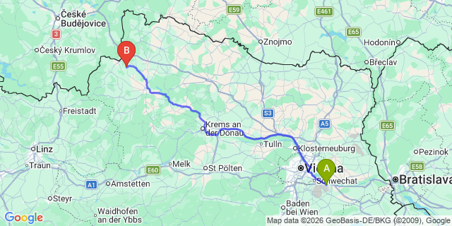 Map: Vienna Airport (VIE) to Waldenstein