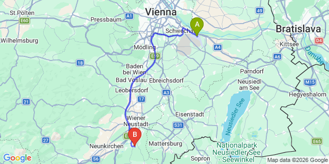 Map: Vienna Airport (VIE) to Walpersbach