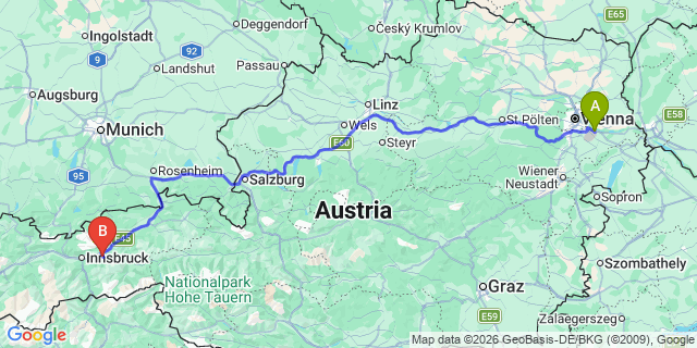 Map: Vienna Airport (VIE) to Wattenberg