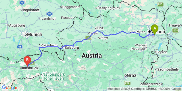 Map: Vienna Airport (VIE) to Weer