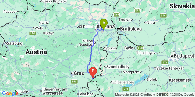 Map: Vienna Airport (VIE) to Weichselbaum