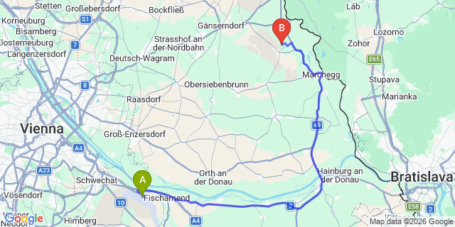 Map: Vienna Airport (VIE) to Weiden an der March