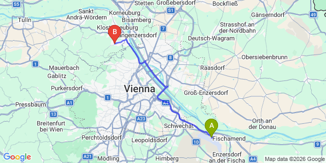 Map: Vienna Airport (VIE) to Weidling