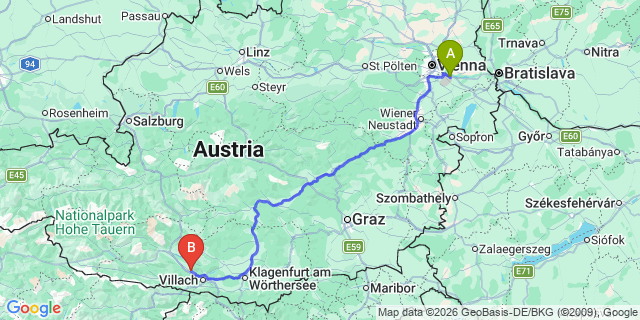 Map: Vienna Airport (VIE) to Weißenstein