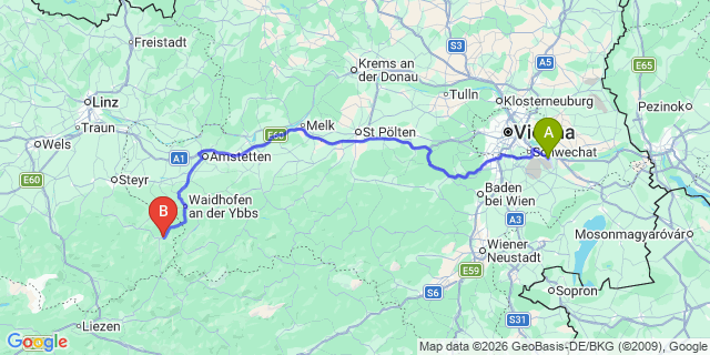 Map: Vienna Airport (VIE) to Weyer Markt