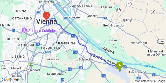 Map: Vienna Airport (VIE) to Wien