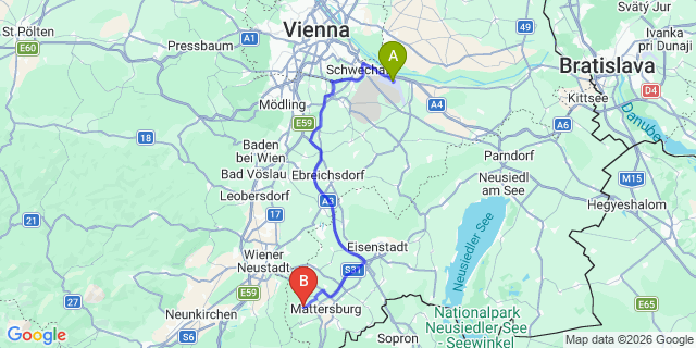 Map: Vienna Airport (VIE) to Wiesen