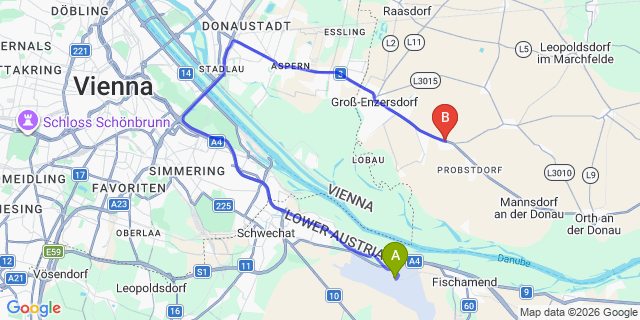 Map: Vienna Airport (VIE) to Wittau