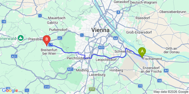 Map: Vienna Airport (VIE) to Wolfsgraben