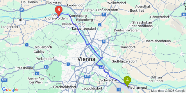 Map: Vienna Airport (VIE) to Wördern