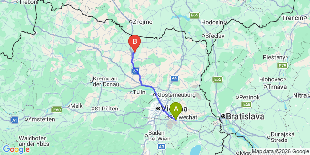 Map: Vienna Airport (VIE) to Wullersdorf