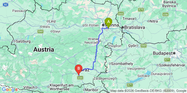 Map: Vienna Airport (VIE) to Wundschuh