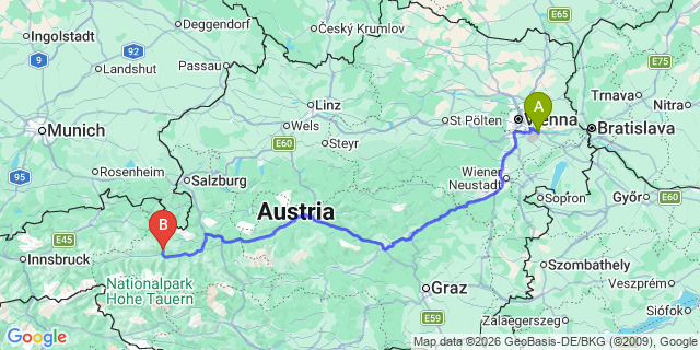 Map: Vienna Airport (VIE) to Zell