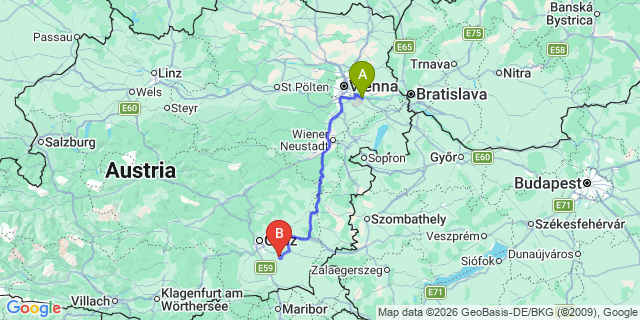 Map: Vienna Airport (VIE) to Zerlach