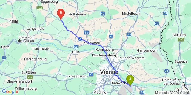 Map: Vienna Airport (VIE) to Ziersdorf
