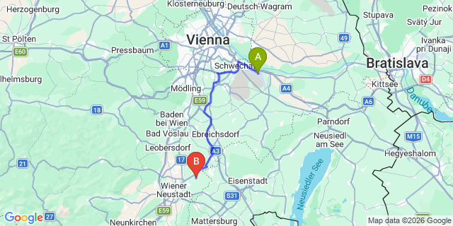Map: Vienna Airport (VIE) to Zillindorf
