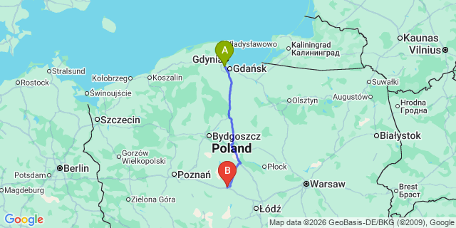 Map: Gdansk Airport (GDN) to Sopot
