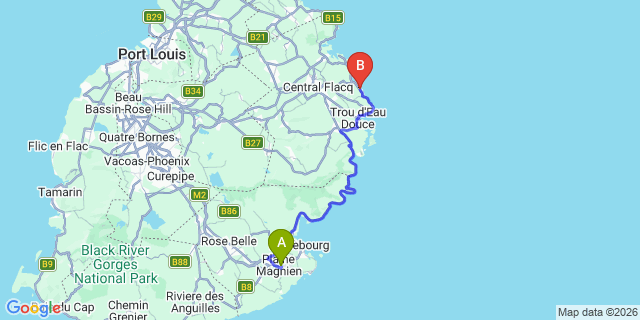 Map: Mauritius Airport (MRU) to Ambre Hotel