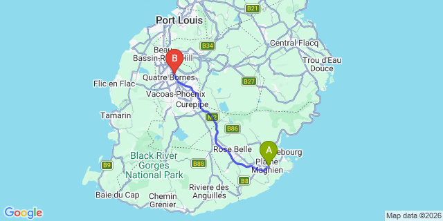 Map: Mauritius Airport (MRU) to Eden Garden Apartments, Mauritius