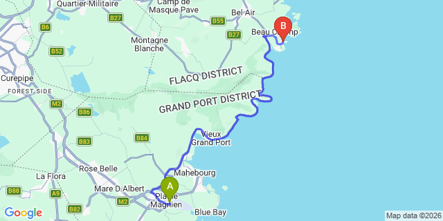 Map: Mauritius Airport (MRU) to Four Seasons Hotel