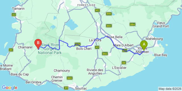 Map: Mauritius Airport (MRU) to Le Domaine de Saint Denis, Mauritius