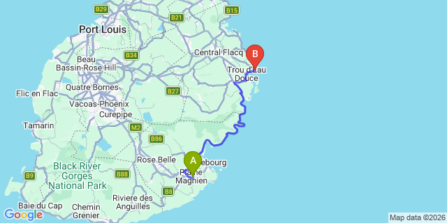 Map: Mauritius Airport (MRU) to Le Tropical Hotel