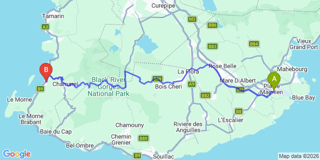 Map: Mauritius Airport (MRU) to Les Alizés Apartments, Mauritius
