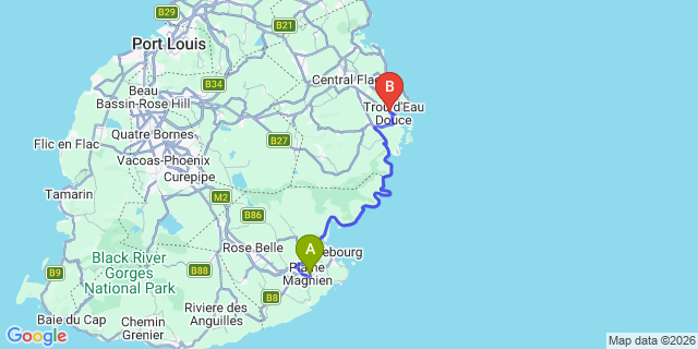 Map: Mauritius Airport (MRU) to Lighthouse Villas, Mauritius