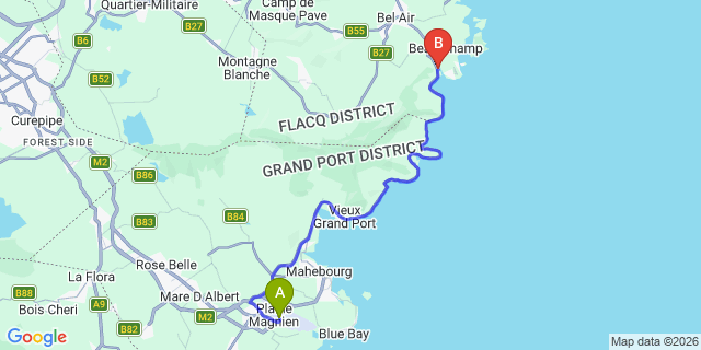 Map: Mauritius Airport (MRU) to Otentic Eco Tent Experience, Mauritius