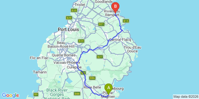 Map: Mauritius Airport (MRU) to Radisson Blu Azuri Resort & Spa, Mauritius