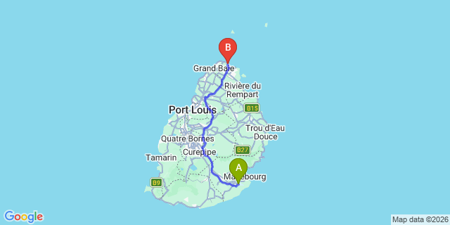Map: Mauritius Airport (MRU) to Resort Attitude, Mauritius