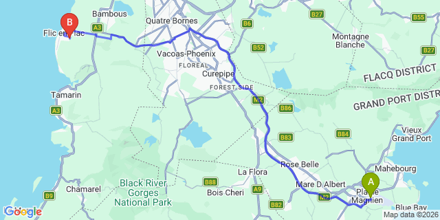 Map: Mauritius Airport (MRU) to Seahorse Villas, Mauritius