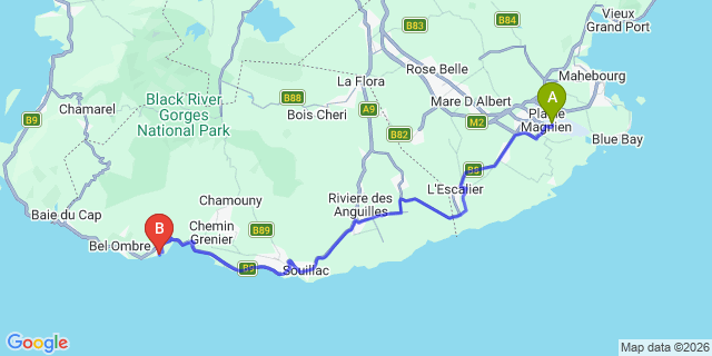 Map: Mauritius Airport (MRU) to SO Sofitel Mauritius, Mauritius