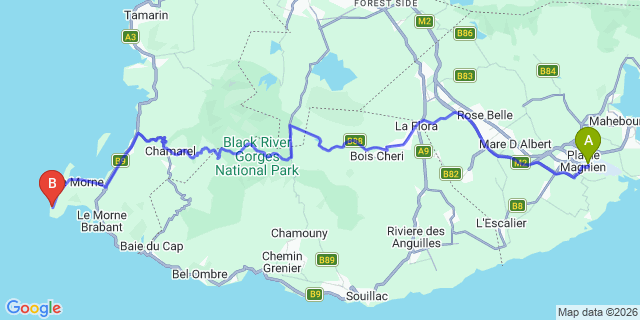 Map: Mauritius Airport (MRU) to St. Regis Hotel