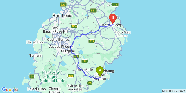 Map: Mauritius Airport (MRU) to Tree Lodge, Mauritius