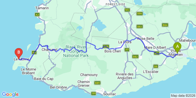 Map: Mauritius Airport (MRU) to Villa Aquarelle, Mauritius