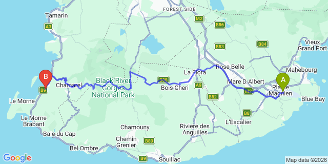Map: Mauritius Airport (MRU) to Villa Sunset, Mauritius